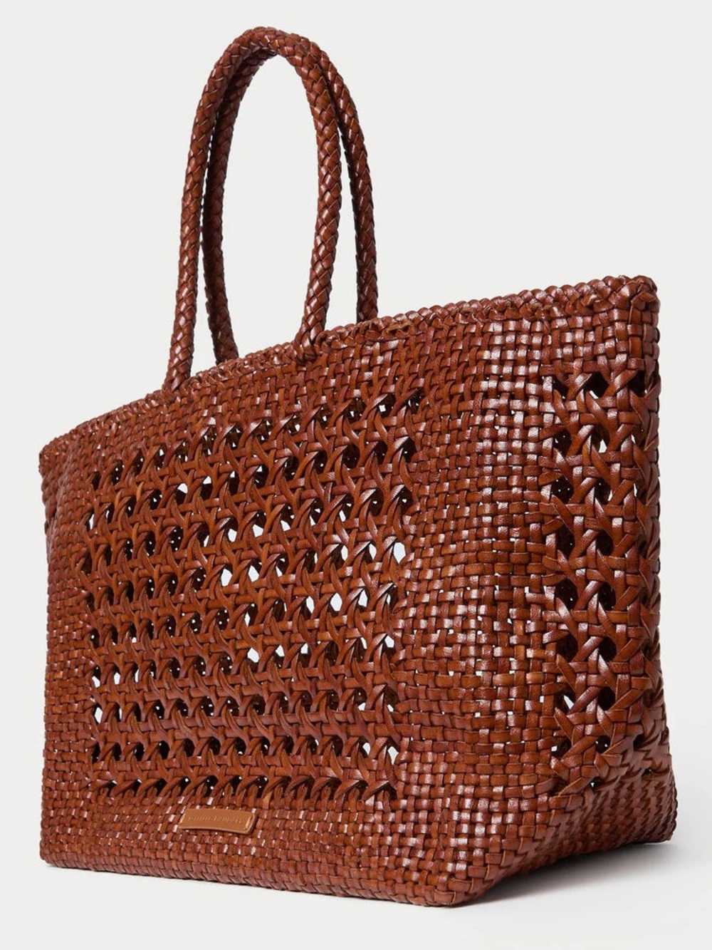 NWT Loeffler RandalL Klara Open-Weave Tote | Saddle - Picture 5 of 10